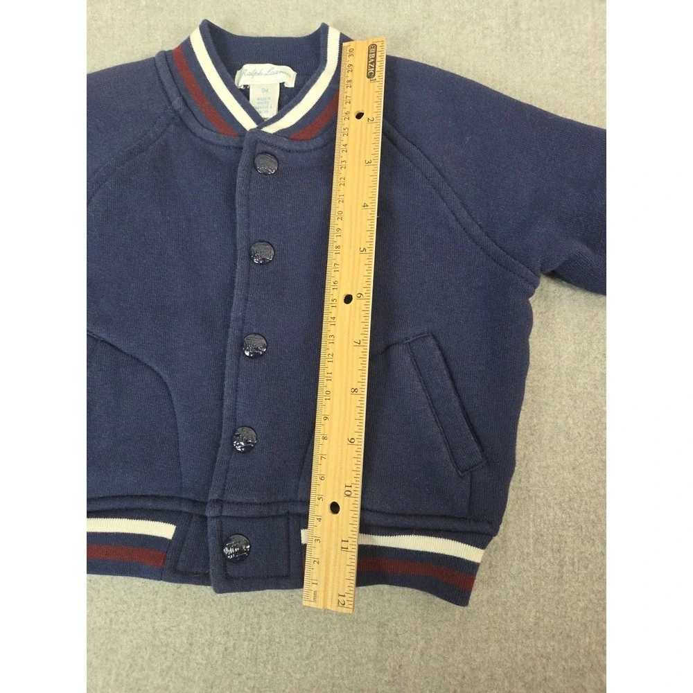Ralph Lauren Polo Classic Varsity Jacket 9‎ Months Navy Blue Snap Preppy Soft